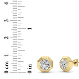 2CTW Round Shaped Lab Grown Diamond (F/VS ) Stud Earrings in 14K Gold