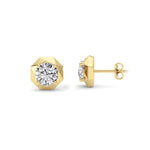 2CTW Round Shaped Lab Grown Diamond (F/VS) Earring in 14K Yellow Gold