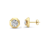 2CTW Round Shaped Lab Grown Diamond (F/VS) Earring in 14K Yellow Gold
