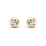 2CTW Round Shaped Lab Grown Diamond (F/VS) Earring in 14K Yellow Gold