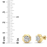 2CTW Round Shaped Lab Grown Diamond (F/VS) Earring in 14K Yellow Gold