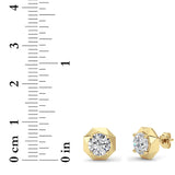2CTW Round Shaped Lab Grown Diamond (F/VS) Earring in 14K Yellow Gold