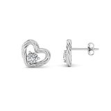 0.5Cttw Round Shaped Lab Grown Diamond (F/VS ) Heart Earrings in 14K Gold