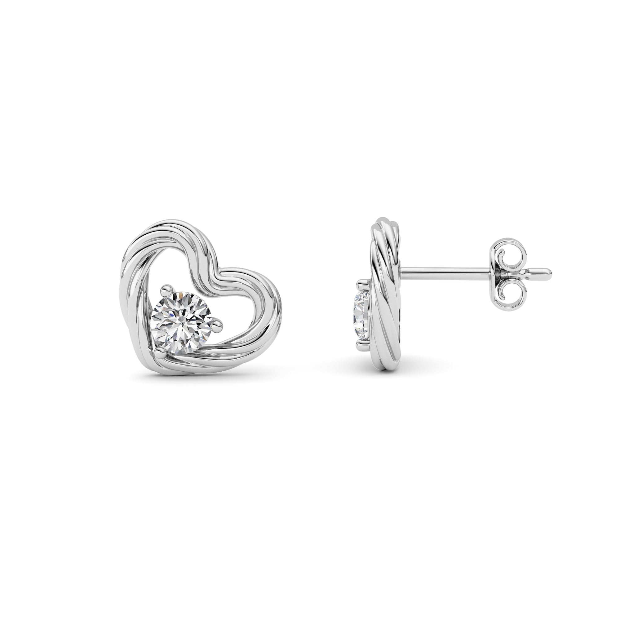 0.5Cttw Round Shaped Lab Grown Diamond (F/VS ) Heart Earrings in 14K Gold