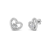0.5Cttw Round Shaped Lab Grown Diamond (F/VS ) Heart Earrings in 14K Gold