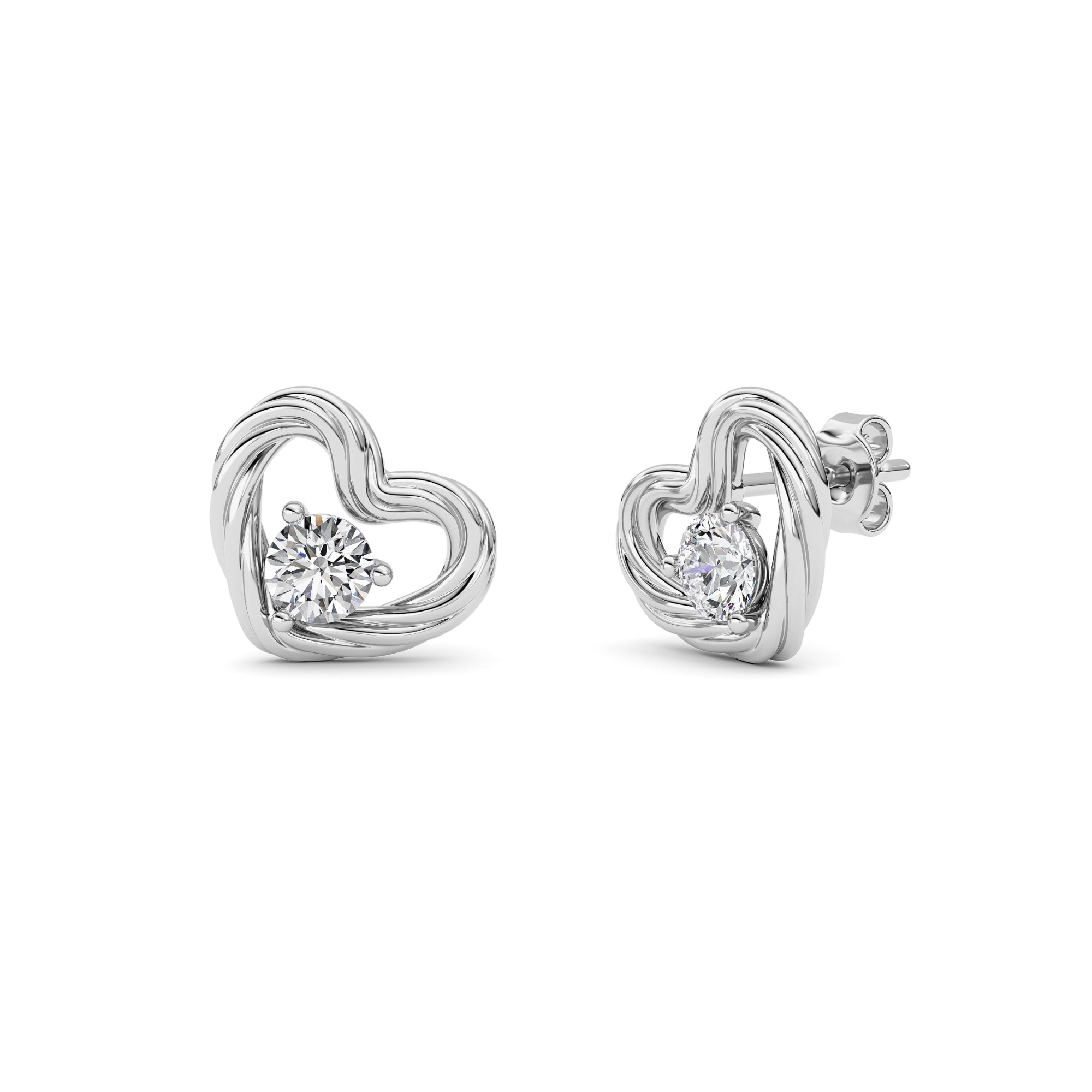0.5Cttw Round Shaped Lab Grown Diamond (F/VS ) Heart Earrings in 14K Gold