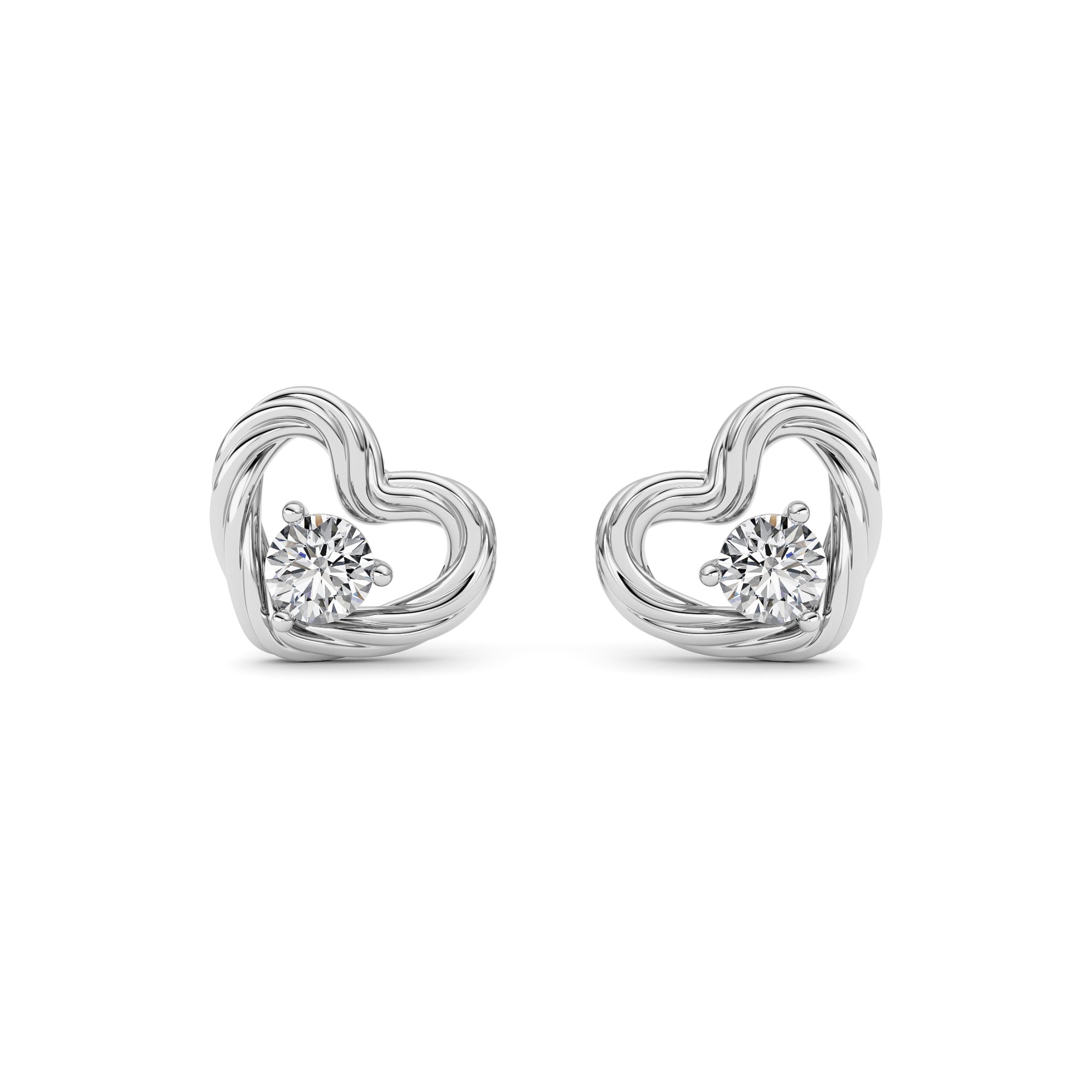 0.5Cttw Round Shaped Lab Grown Diamond (F/VS ) Heart Earrings in 14K Gold