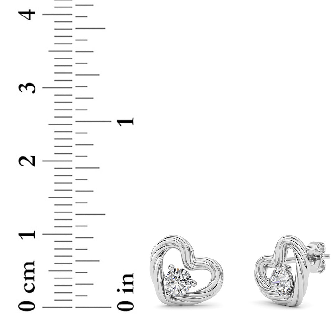 0.5Cttw Round Shaped Lab Grown Diamond (F/VS ) Heart Earrings in 14K Gold
