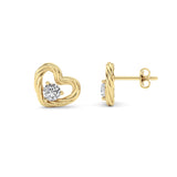 0.5Cttw Round Shaped Lab Grown Diamond (F/VS ) Heart Earrings in 14K Gold