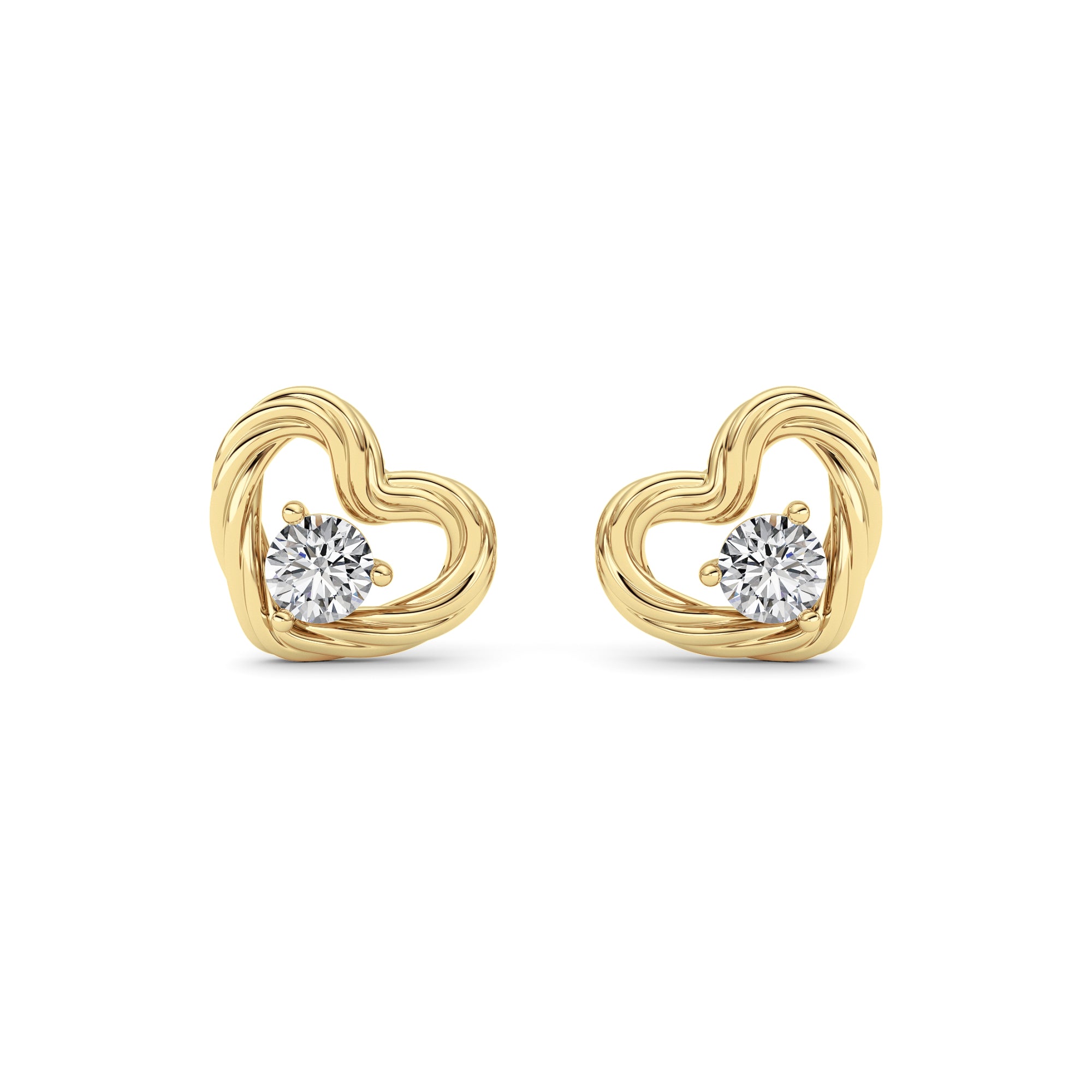 0.5Cttw Round Shaped Lab Grown Diamond (F/VS ) Heart Earrings in 14K Gold