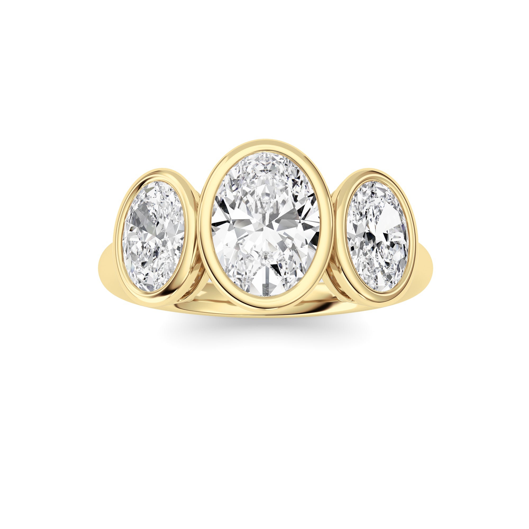 2CTW Oval Shaped Lab Grown Diamond (F/VS) Ring in 14K Yellow Gold