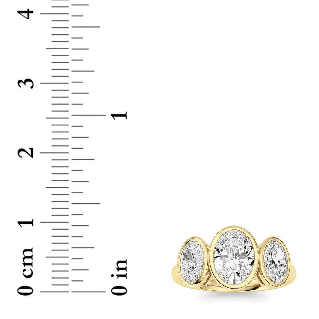 2CTW Oval Shaped Lab Grown Diamond (F/VS) Ring in 14K Yellow Gold