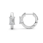 1CTW Emerald Shaped Lab Grown Diamond (F/VS ) Huggie Earrings in 14K Gold