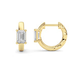 1CTW Emerald Shaped Lab Grown Diamond (F/VS ) Huggie Earrings in 14K Gold