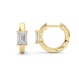 1CTW Emerald Shaped Lab Grown Diamond (F/VS ) Huggie Earrings in 14K Gold