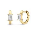 1CTW Emerald Shaped Lab Grown Diamond (F/VS ) Huggie Earrings in 14K Gold
