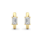 1CTW Emerald Shaped Lab Grown Diamond (F/VS ) Huggie Earrings in 14K Gold