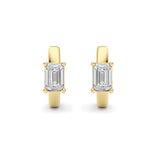 1CTW Emerald Shaped Lab Grown Diamond (F/VS ) Huggie Earrings in 14K Gold
