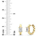 1CTW Emerald Shaped Lab Grown Diamond (F/VS ) Huggie Earrings in 14K Gold