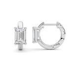 2CTW Emerald Shaped Lab Grown Diamond (F/VS ) Huggie Earrings in 14K Gold
