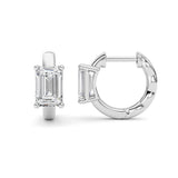 2CTW Emerald Shaped Lab Grown Diamond (F/VS ) Huggie Earrings in 14K Gold