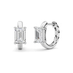 2CTW Emerald Shaped Lab Grown Diamond (F/VS ) Huggie Earrings in 14K Gold