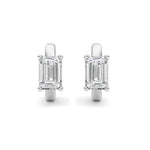 2CTW Emerald Shaped Lab Grown Diamond (F/VS ) Huggie Earrings in 14K Gold