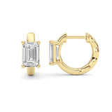 2CTW Emerald Shaped Lab Grown Diamond (F/VS ) Huggie Earrings in 14K Gold