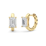 2CTW Emerald Shaped Lab Grown Diamond (F/VS ) Huggie Earrings in 14K Gold