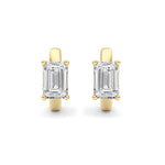 2CTW Emerald Shaped Lab Grown Diamond (F/VS ) Huggie Earrings in 14K Gold