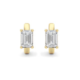 2CTW Emerald Shaped Lab Grown Diamond (F/VS ) Huggie Earrings in 14K Gold