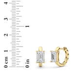 2CTW Emerald Shaped Lab Grown Diamond (F/VS ) Huggie Earrings in 14K Gold