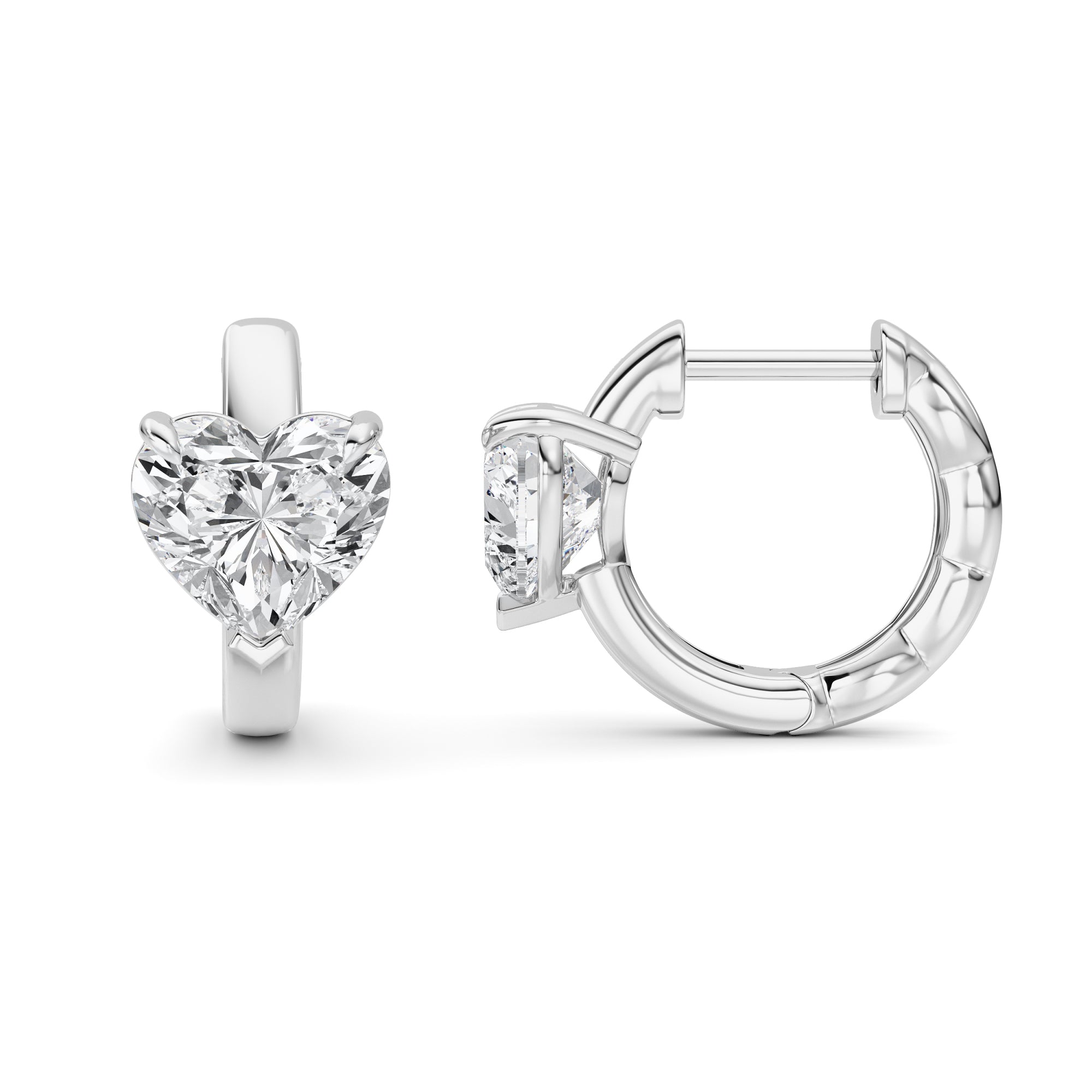 2CTW Heart Shaped Lab Grown Diamond (F/VS) Earring in 14K White Gold
