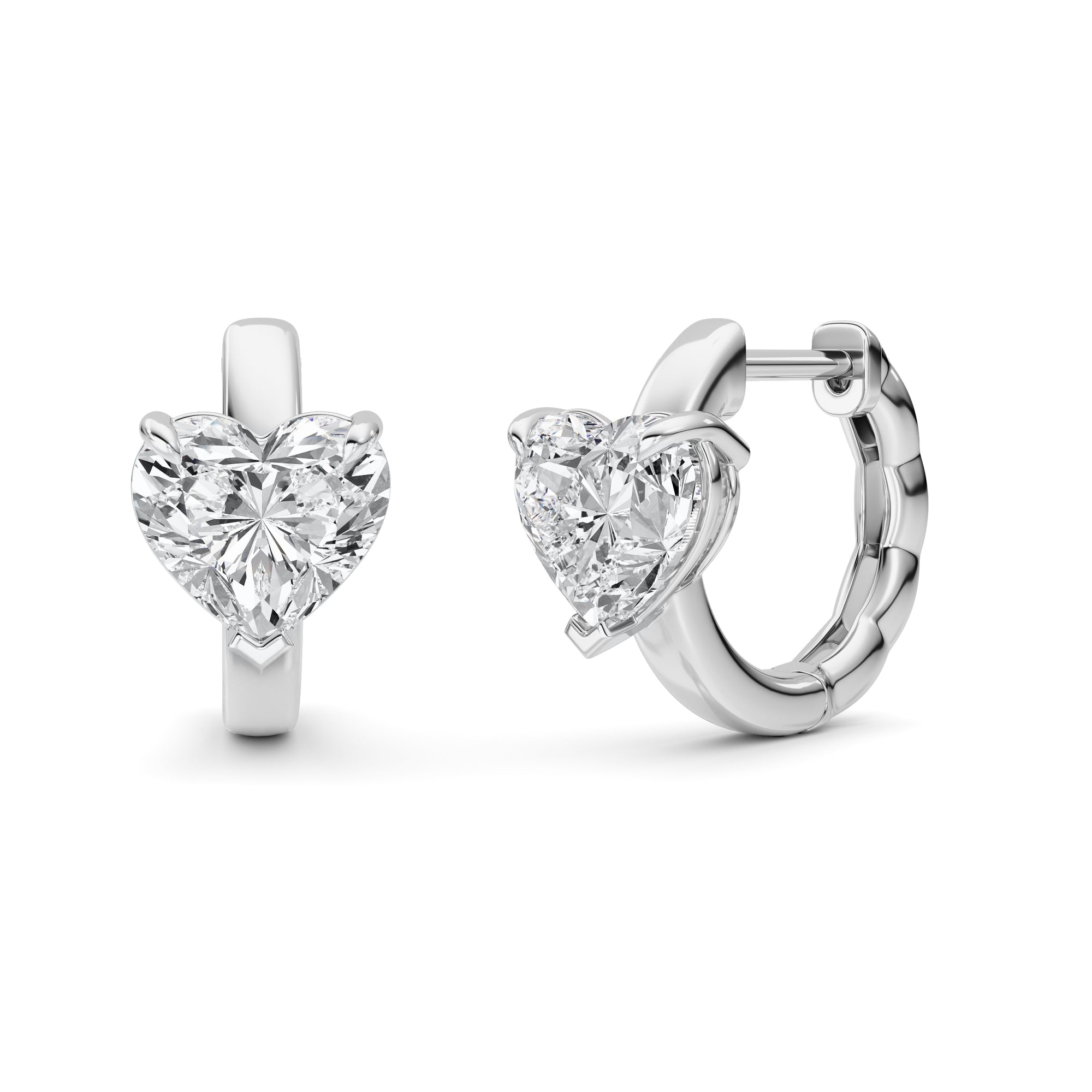 2CTW Heart Shaped Lab Grown Diamond (F/VS) Earring in 14K White Gold