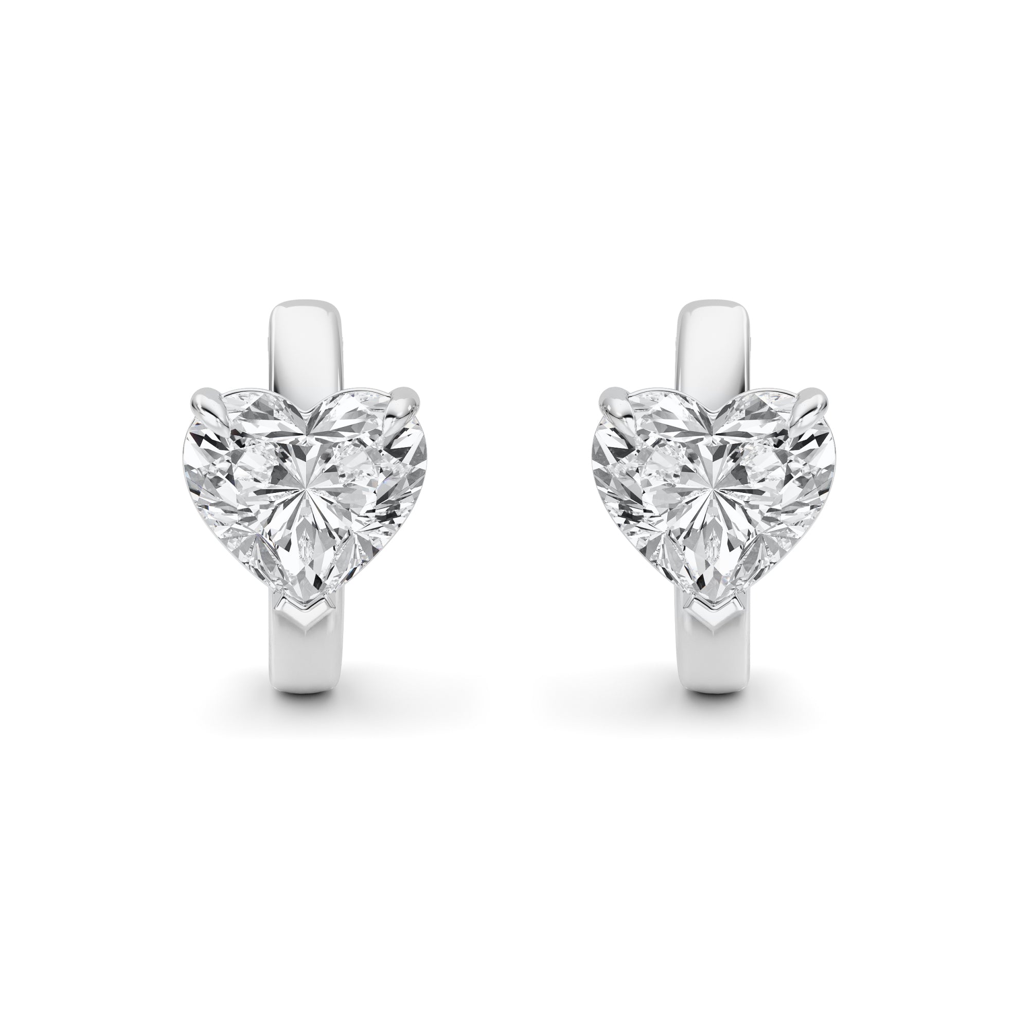 2CTW Heart Shaped Lab Grown Diamond (F/VS) Earring in 14K White Gold