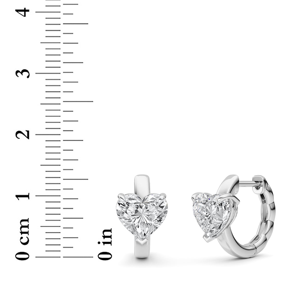 2CTW Heart Shaped Lab Grown Diamond (F/VS) Earring in 14K White Gold
