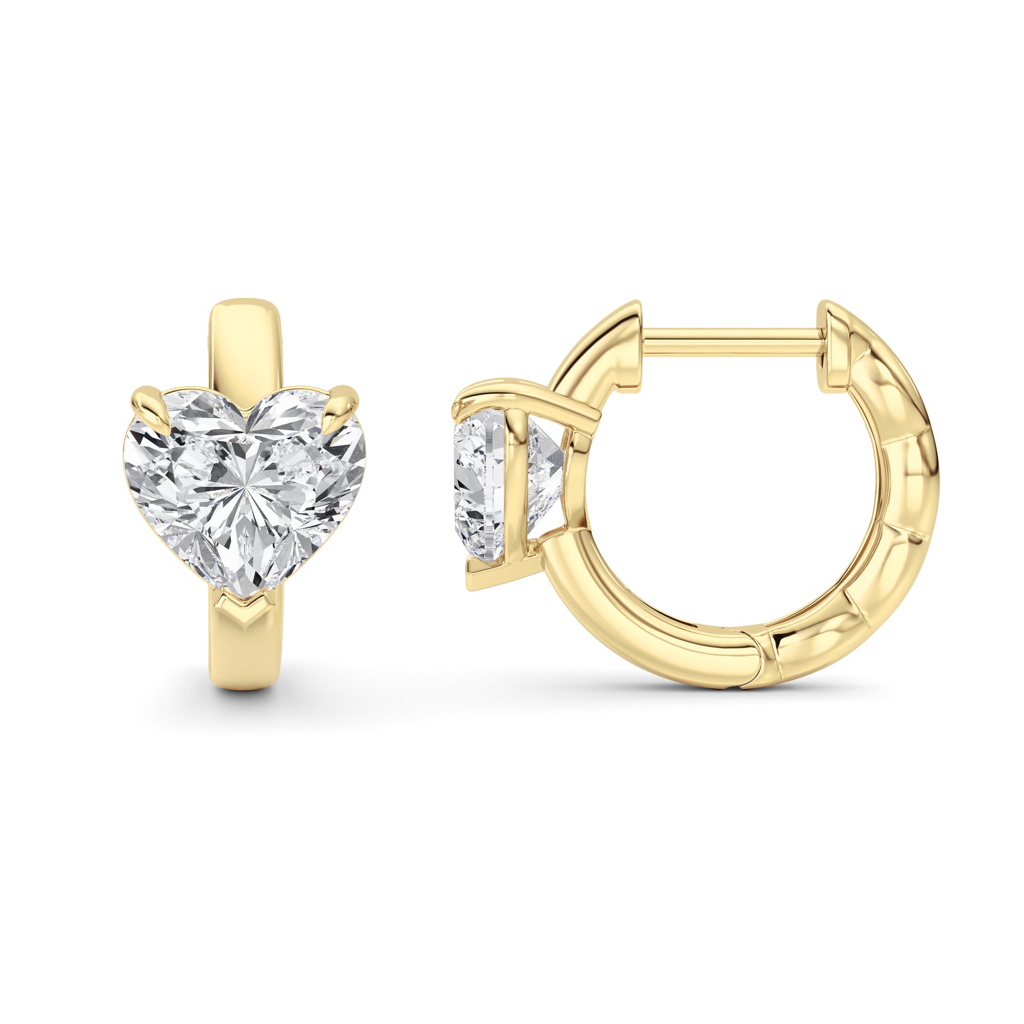 2CTW Heart Shaped Lab Grown Diamond (F/VS) Earring in 14K Yellow Gold