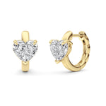 2CTW Heart Shaped Lab Grown Diamond (F/VS) Earring in 14K Yellow Gold