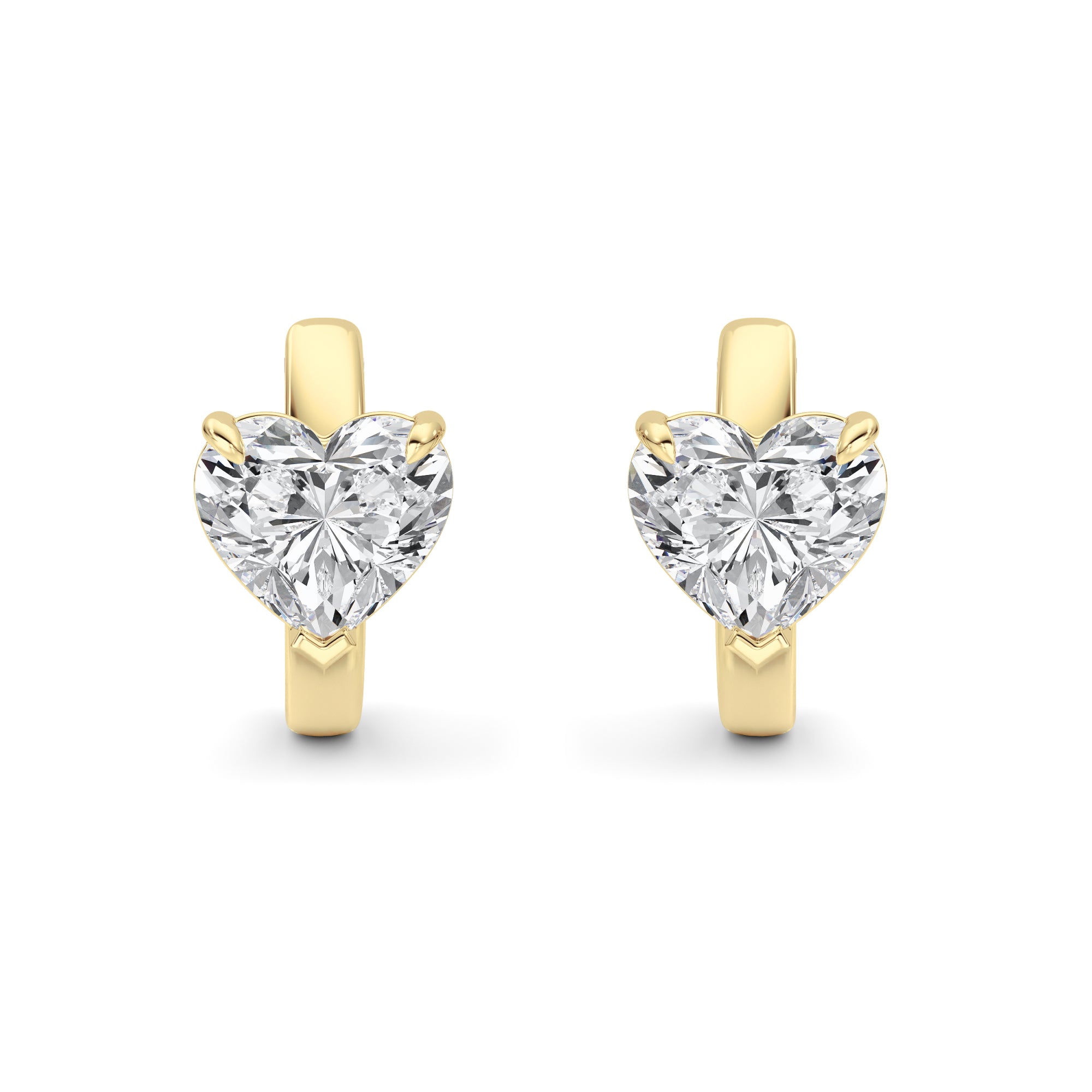 2CTW Heart Shaped Lab Grown Diamond (F/VS) Earring in 14K Yellow Gold