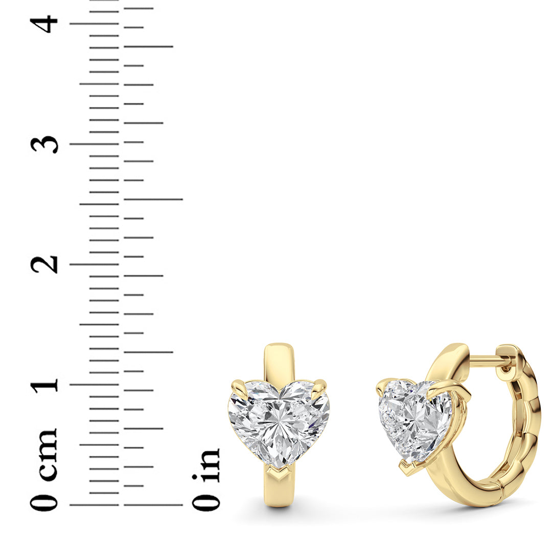 2CTW Heart Shaped Lab Grown Diamond (F/VS) Earring in 14K Yellow Gold