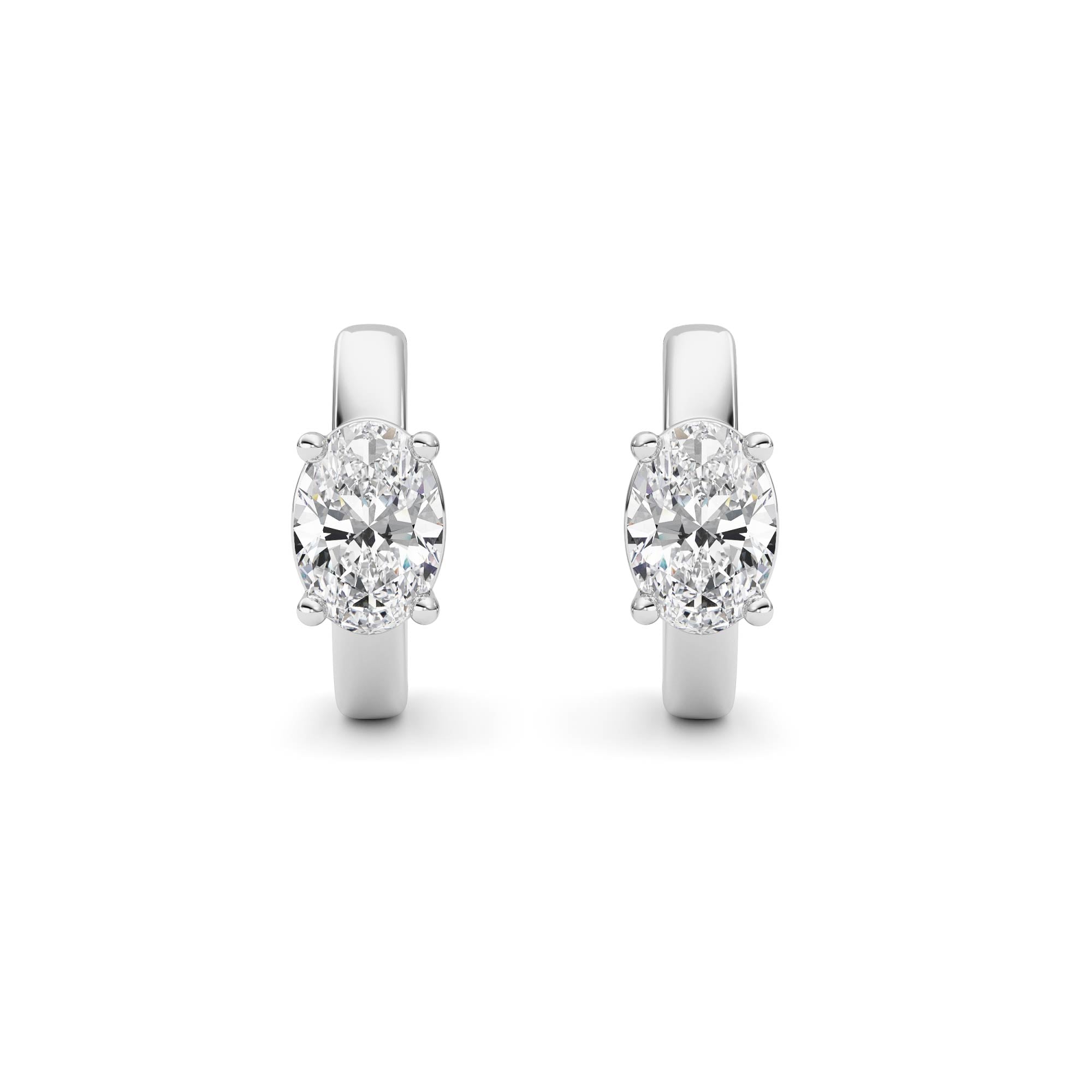 1CTW Oval Shaped Lab Grown Diamond (F/VS ) Huggie Earrings in 14K Gold