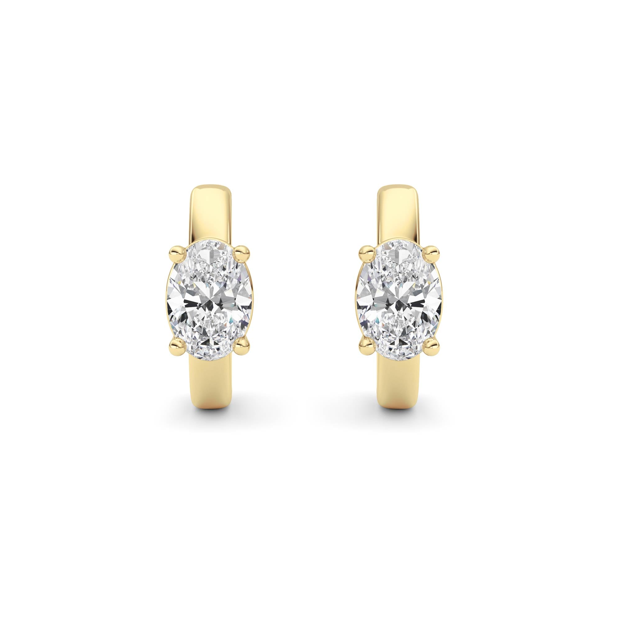 1CTW Oval Shaped Lab Grown Diamond (F/VS ) Huggie Earrings in 14K Gold