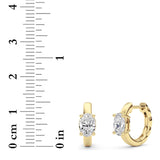 1CTW Oval Shaped Lab Grown Diamond (F/VS ) Huggie Earrings in 14K Gold