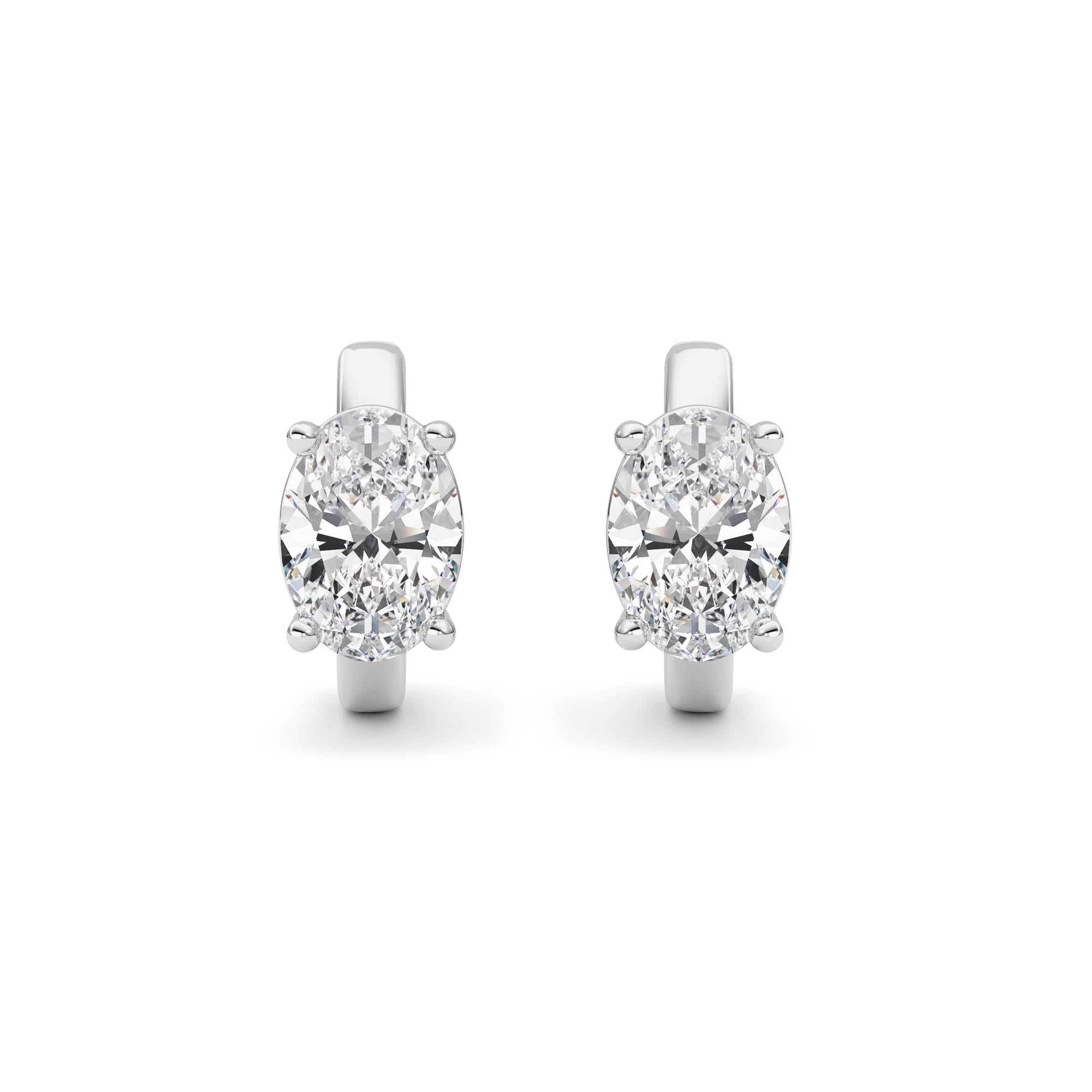 2CTW Oval Shaped Lab Grown Diamond (F/VS ) Huggie Earrings in 14K Gold