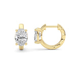 2CTW Oval Shaped Lab Grown Diamond (F/VS ) Huggie Earrings in 14K Gold