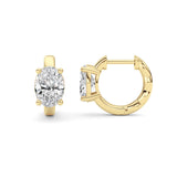 2CTW Oval Shaped Lab Grown Diamond (F/VS ) Huggie Earrings in 14K Gold