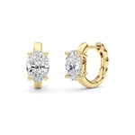 2CTW Oval Shaped Lab Grown Diamond (F/VS ) Huggie Earrings in 14K Gold
