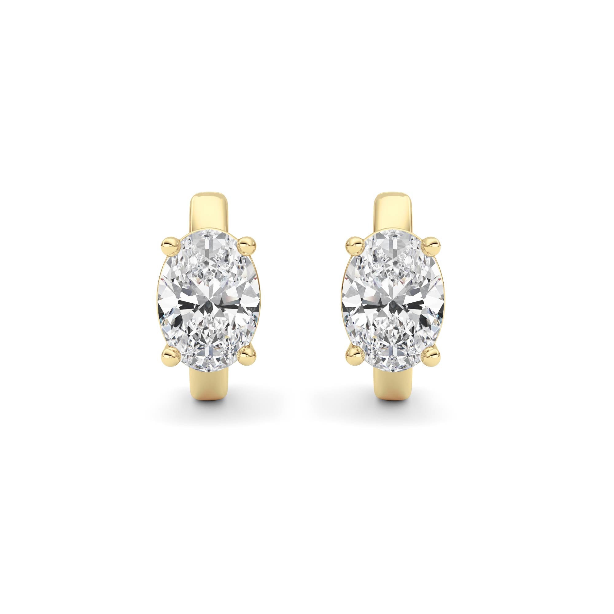 2CTW Oval Shaped Lab Grown Diamond (F/VS ) Huggie Earrings in 14K Gold