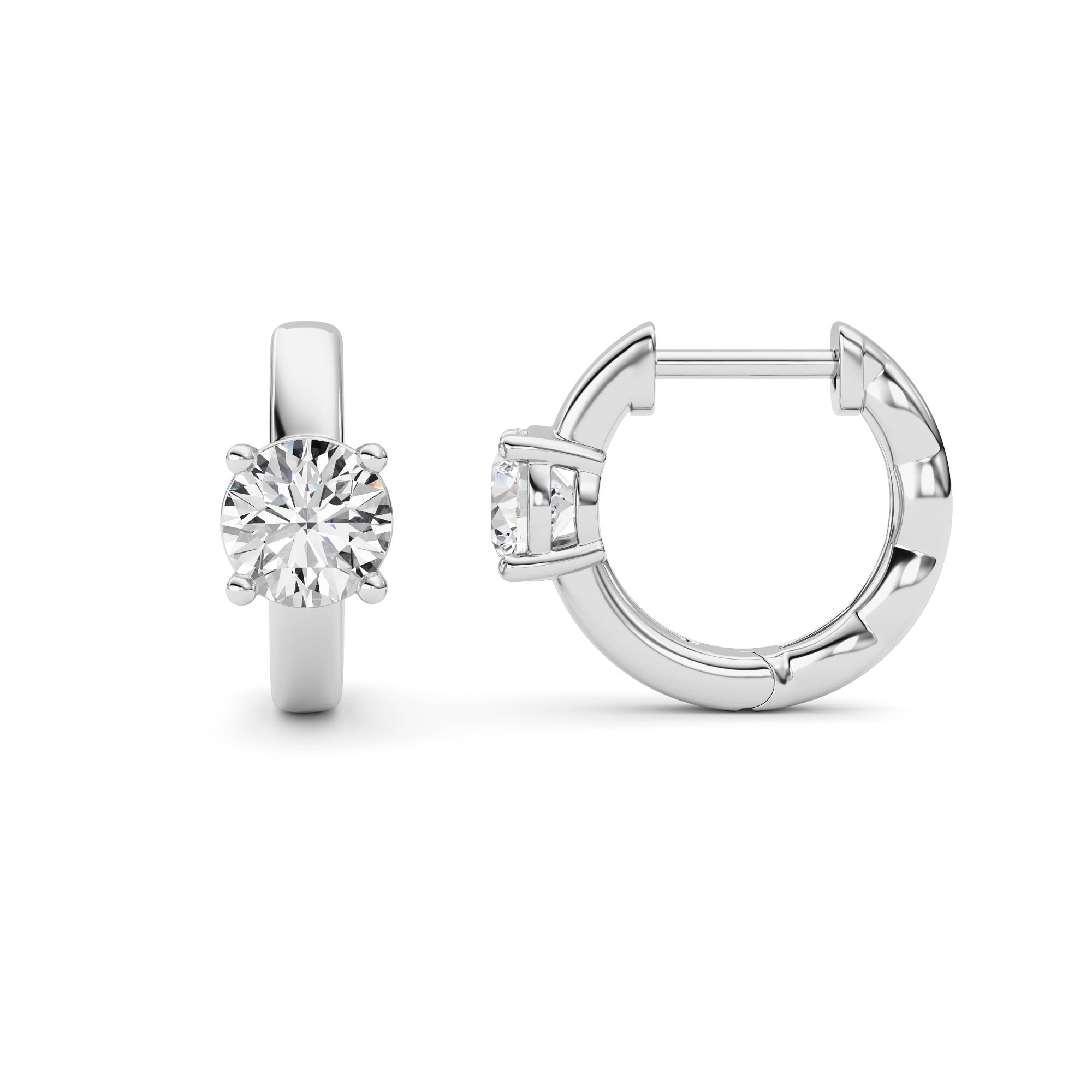 1CTW Round Shaped Lab Grown Diamond (F/VS ) Huggie Earrings in 14K Gold