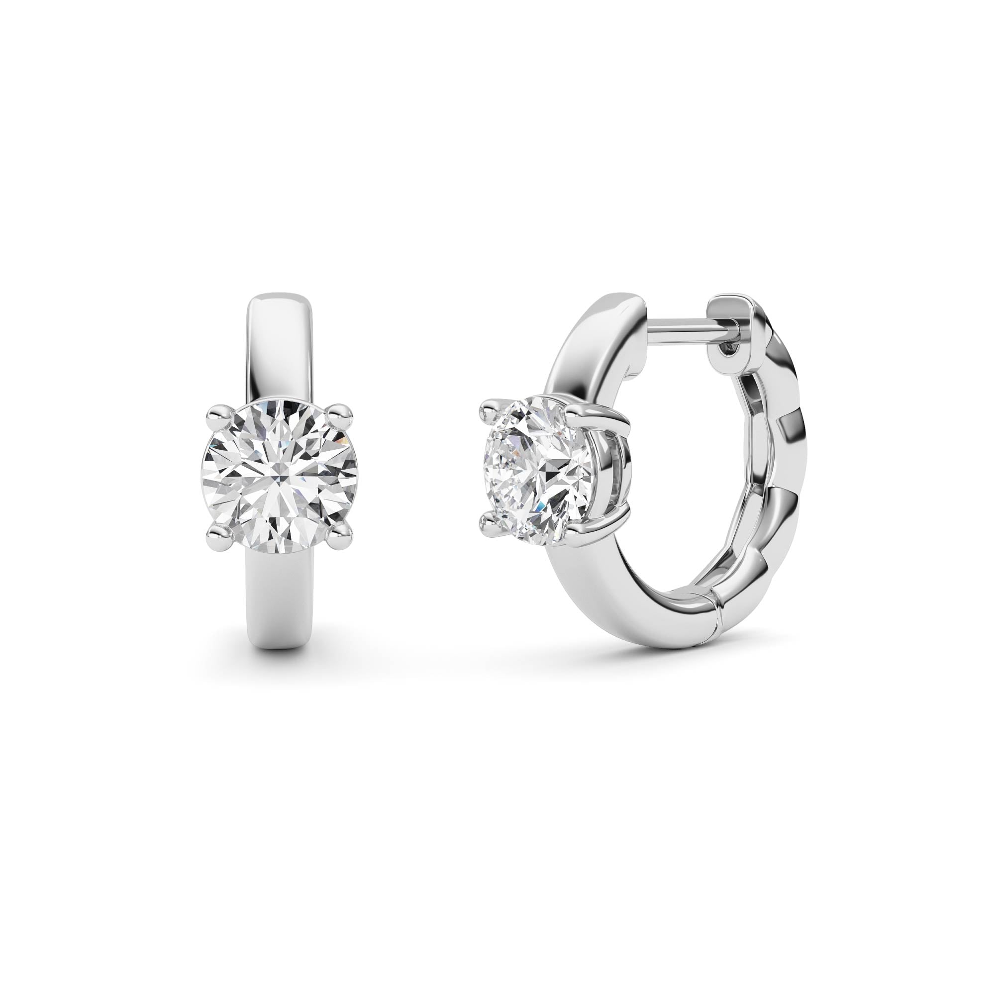 1CTW Round Shaped Lab Grown Diamond (F/VS ) Huggie Earrings in 14K Gold